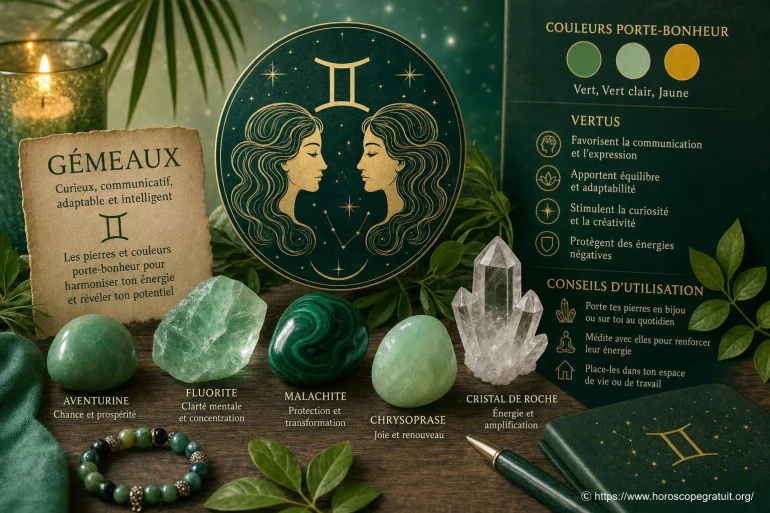 Les pierres et couleurs porte-bonheur du Gémeaux : vertus et conseils d’utilisation